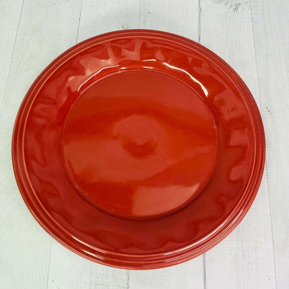 Rachael Ray CUCINA H016Y Cranberry Red HandPainted Stoneware Dinner Plates Set 3 - Picture 6 of 9